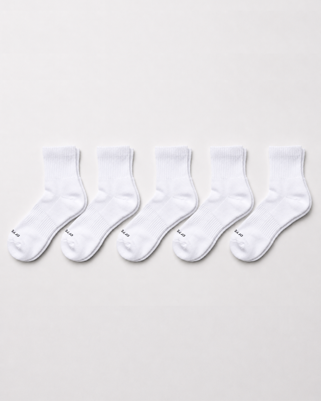 DryStep white quarter sock 5-pack — moisture-wicking Coolmax, cushioned, anti-odour