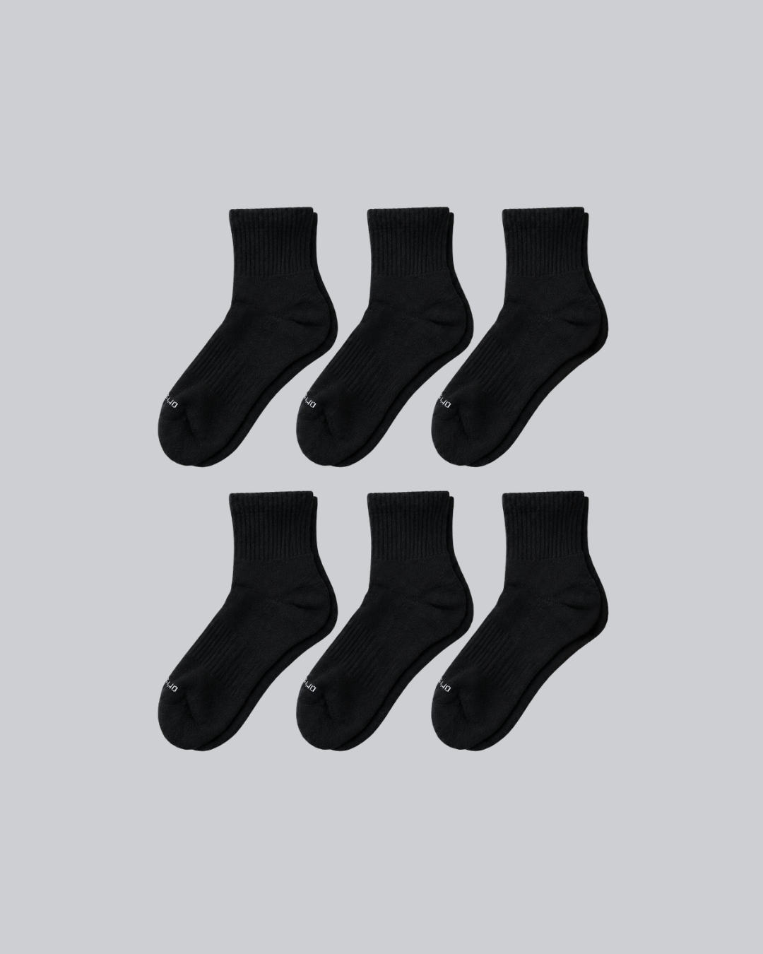 DryStep black quarter sock 6-pack — moisture-wicking Coolmax, cushioned, anti-odour