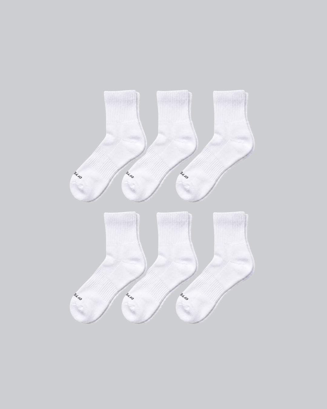 DryStep white quarter sock 6-pack — moisture-wicking Coolmax, cushioned, anti-odour