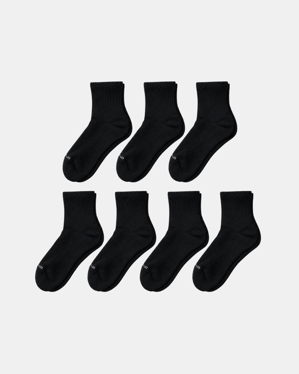 DryStep black quarter sock 7-pack — moisture-wicking Coolmax, cushioned, anti-odour