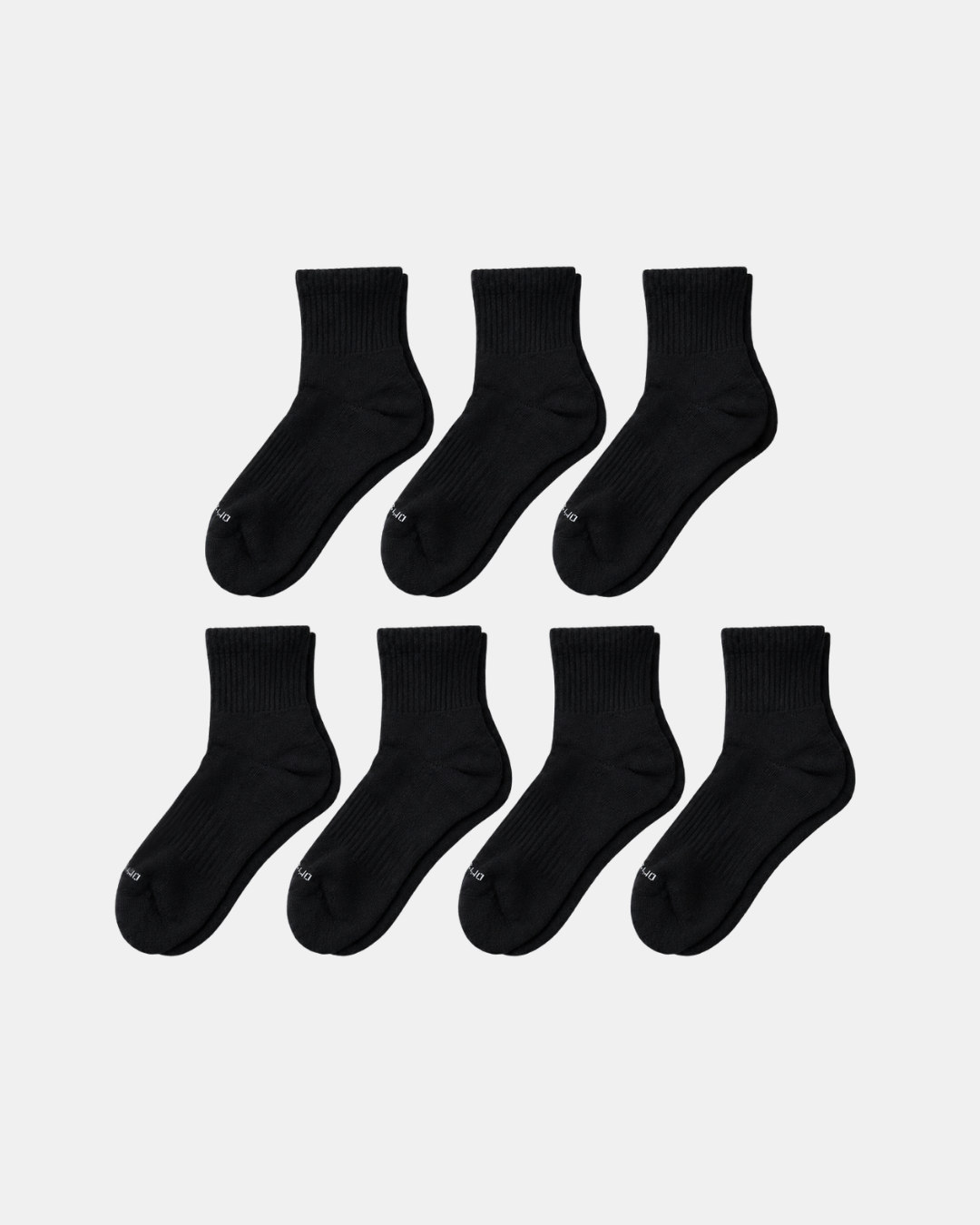 DryStep black quarter sock 7-pack — moisture-wicking Coolmax, cushioned, anti-odour