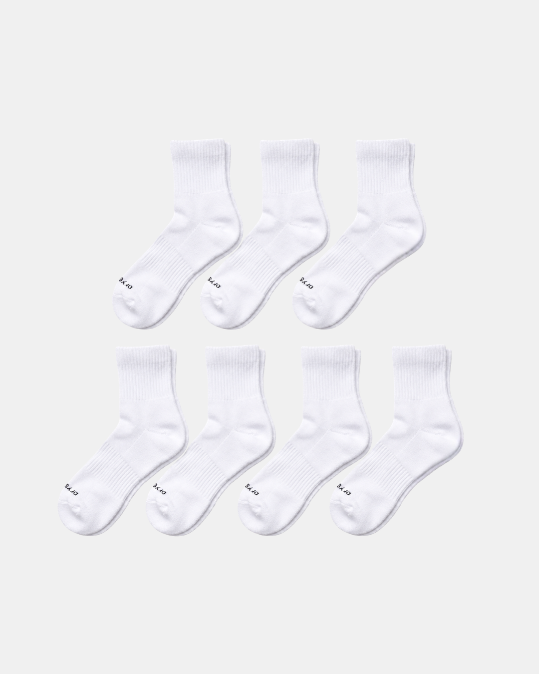 DryStep white quarter sock 7-pack — moisture-wicking Coolmax, cushioned, anti-odour