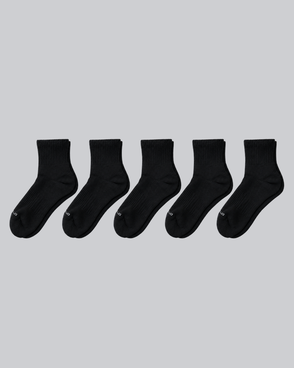 DryStep black quarter sock 5-pack — moisture-wicking Coolmax, cushioned, anti-odour