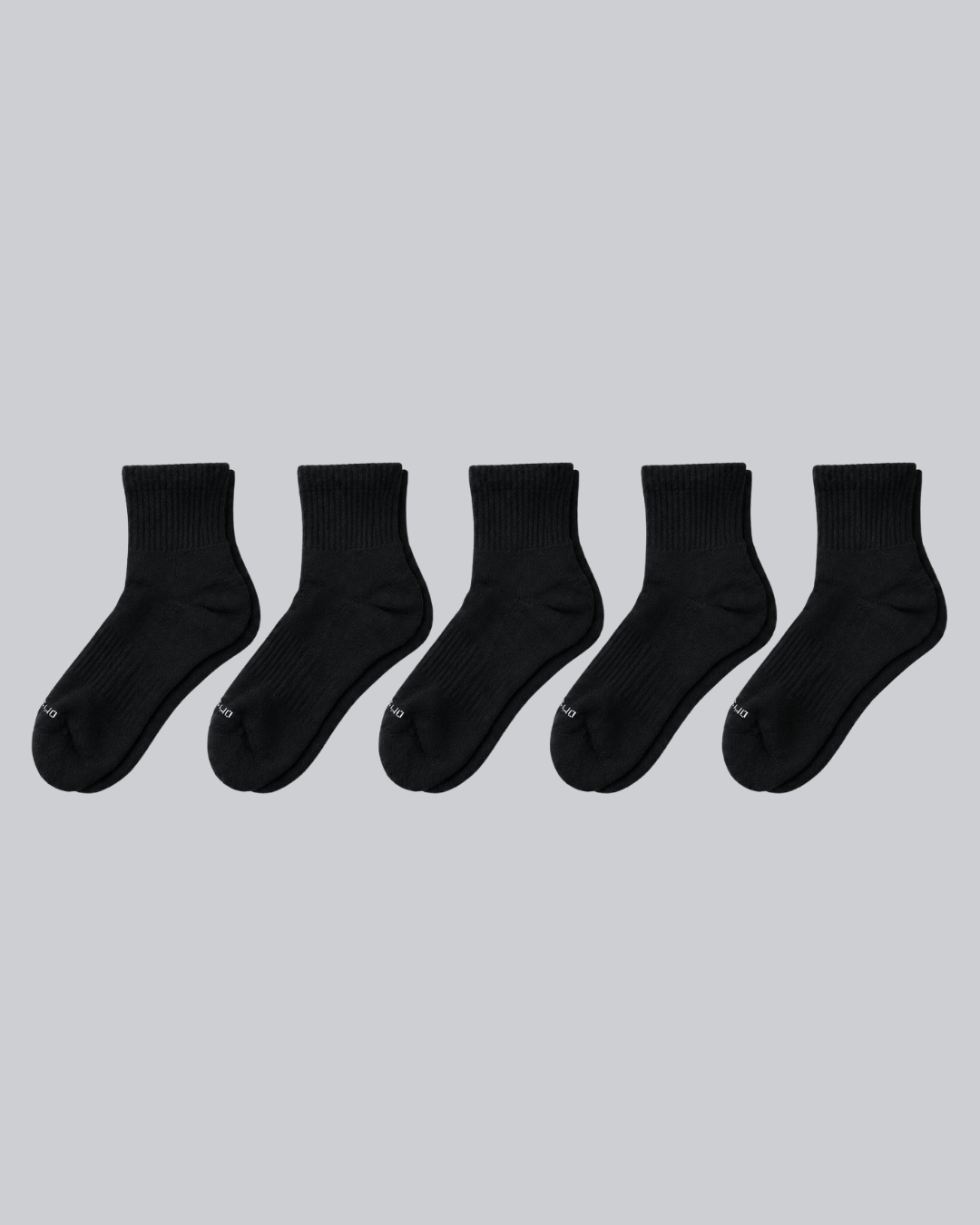 DryStep black quarter sock 5-pack — moisture-wicking Coolmax, cushioned, anti-odour