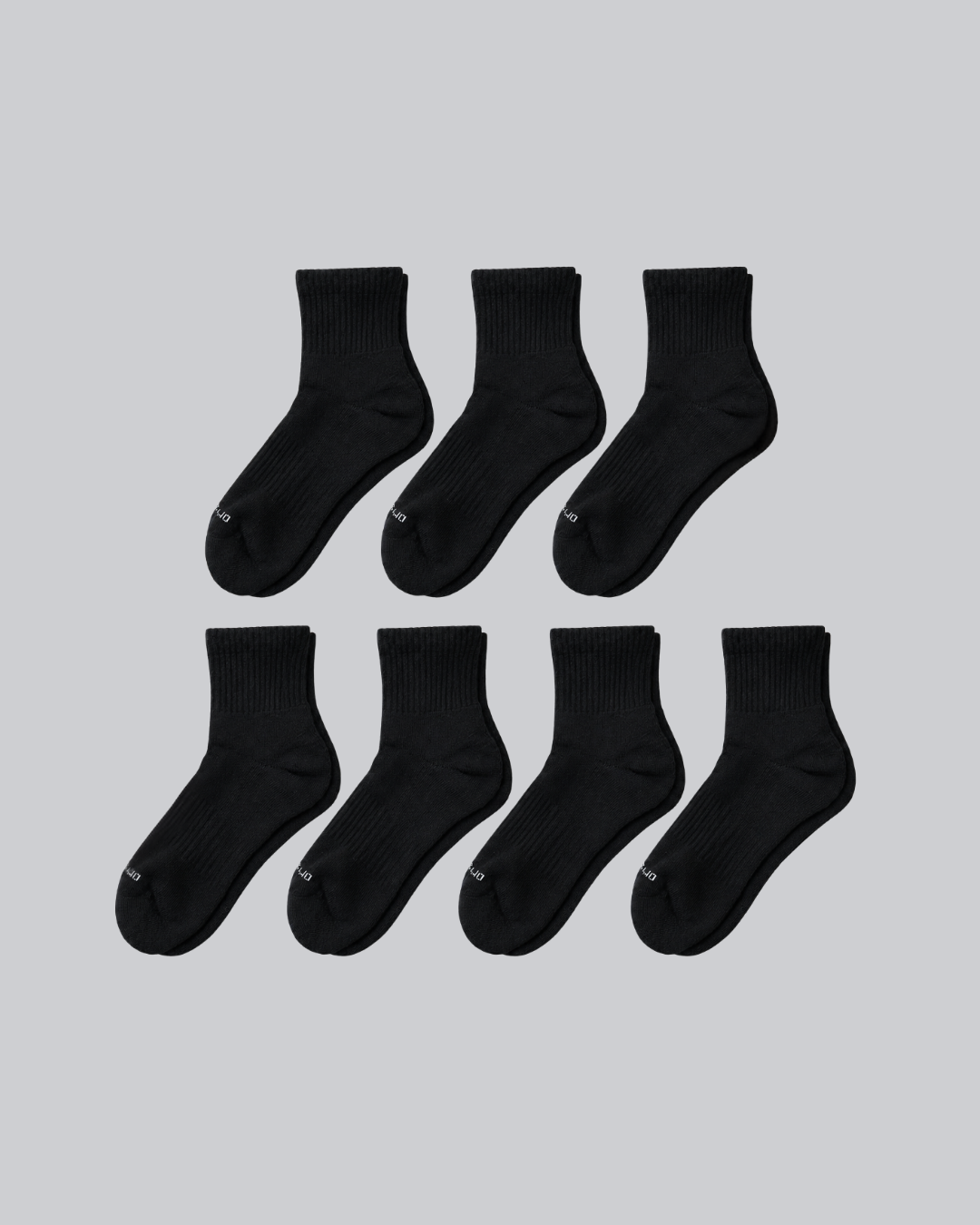 DryStep black quarter sock 7-pack — moisture-wicking Coolmax, cushioned, anti-odour