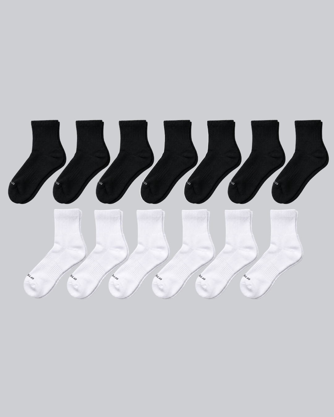 DryStep quarter sock 13-pack in white and black — moisture-wicking Coolmax, cushioned
