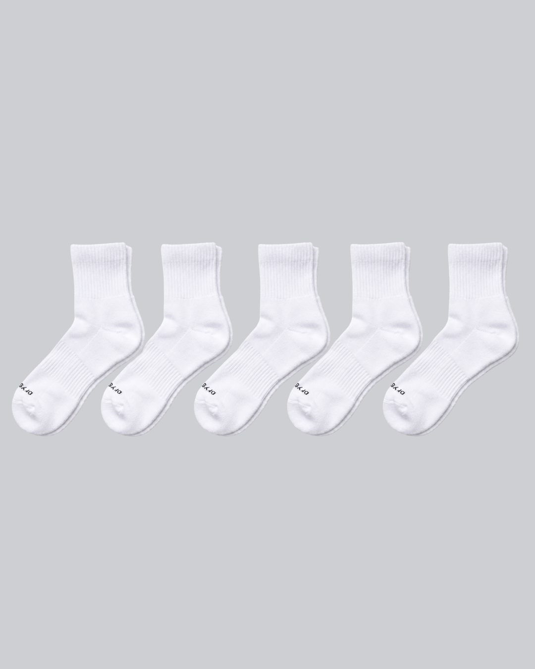DryStep white quarter sock 5-pack — moisture-wicking Coolmax, cushioned, anti-odour