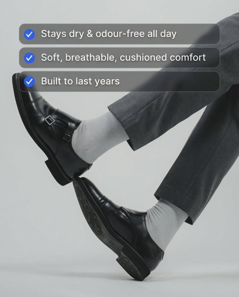 All-Round Daily Performance Crew Sock - Stone Grey