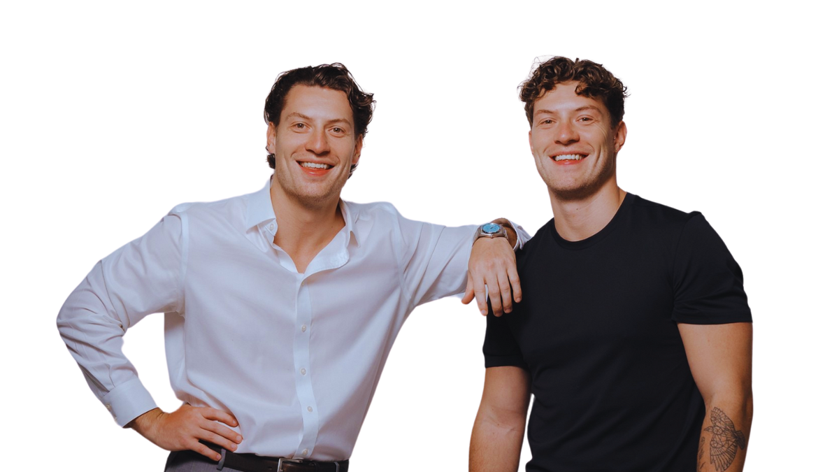 DryStep founders and twin brothers Dan and Matt Jeffery, one in a white shirt, one in a black tee