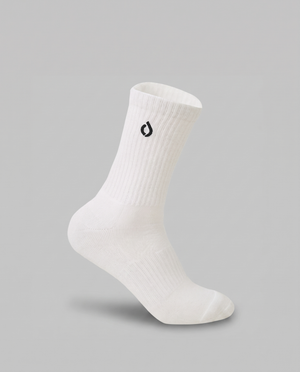 DryStep unisex white mid crew socks — moisture-wicking Coolmax, cushioned, anti-odour