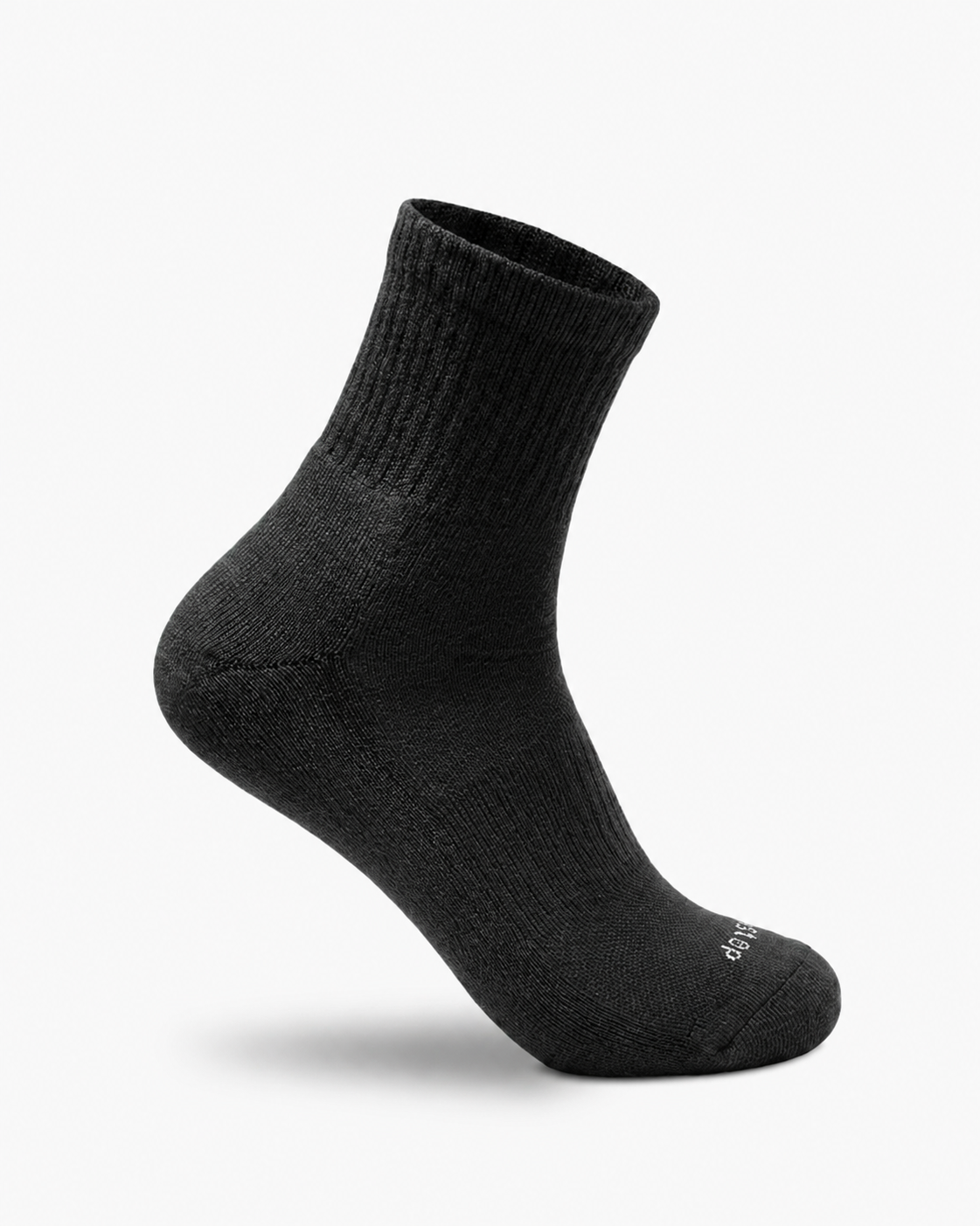 DryStep quarter length socks in black, side view