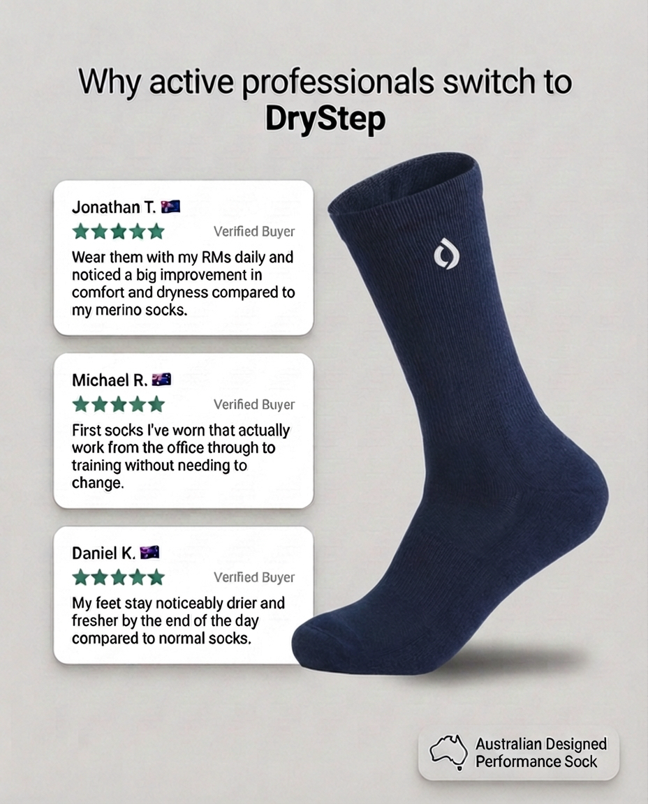 DryStep midnight navy crew socks with 5-star customer reviews — top rated dress sock
